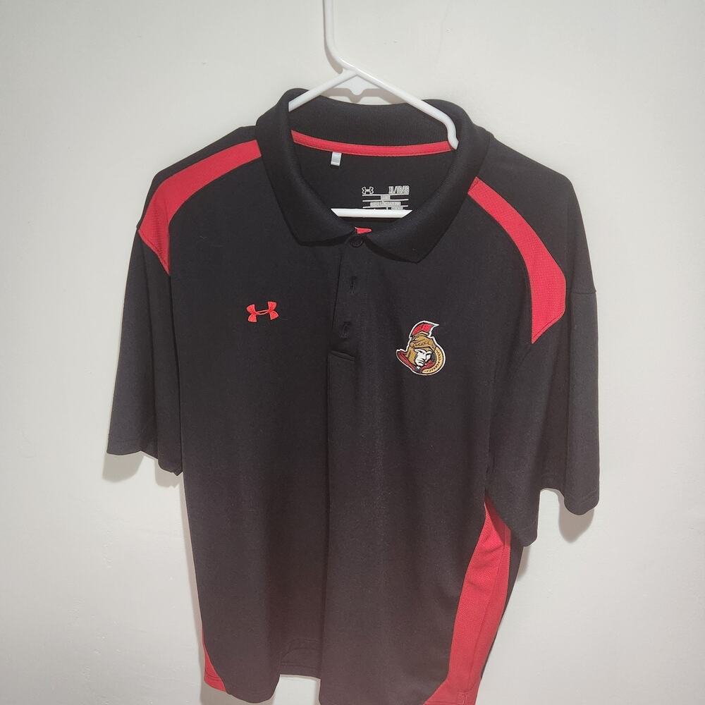 OTTAWA SENATORS BLACK UNDER ARMOR COLLARED GOLF POLO SHIRT NHL SIZE XL HOCKEY